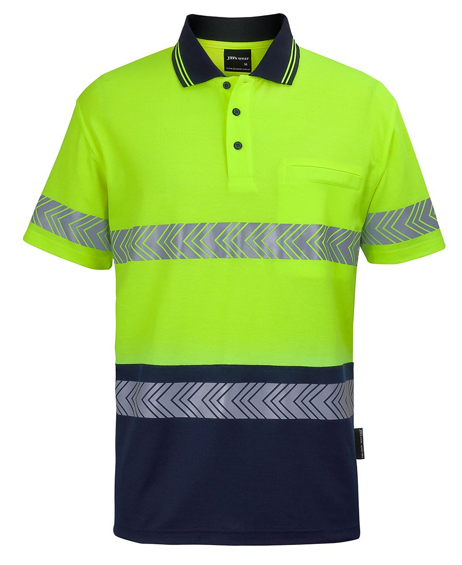 JB's Hi Vis (D+N) Cotton Back S/S Segmented Tape Polo